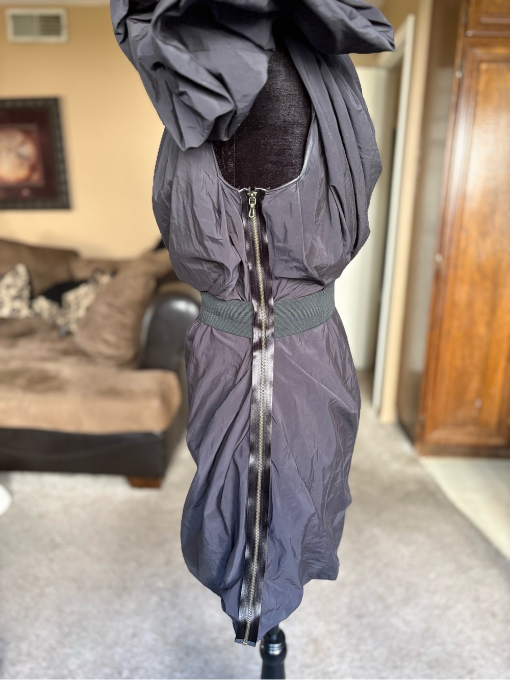 Lanvin for H& M Women's Black Puff-Sleeve Ruched Cocktail Dress - Picture 6 of 10